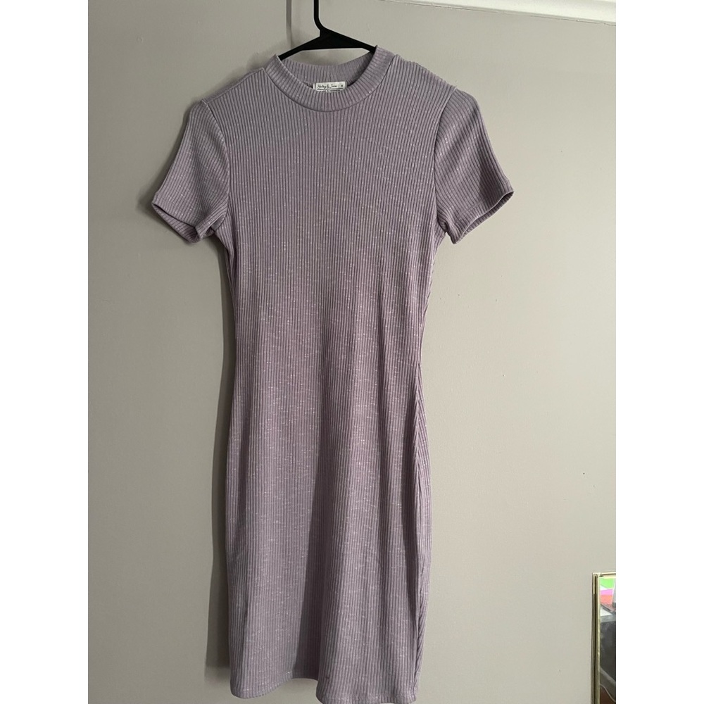 Stylish Sleek Lavender Dress knee-length ribbed